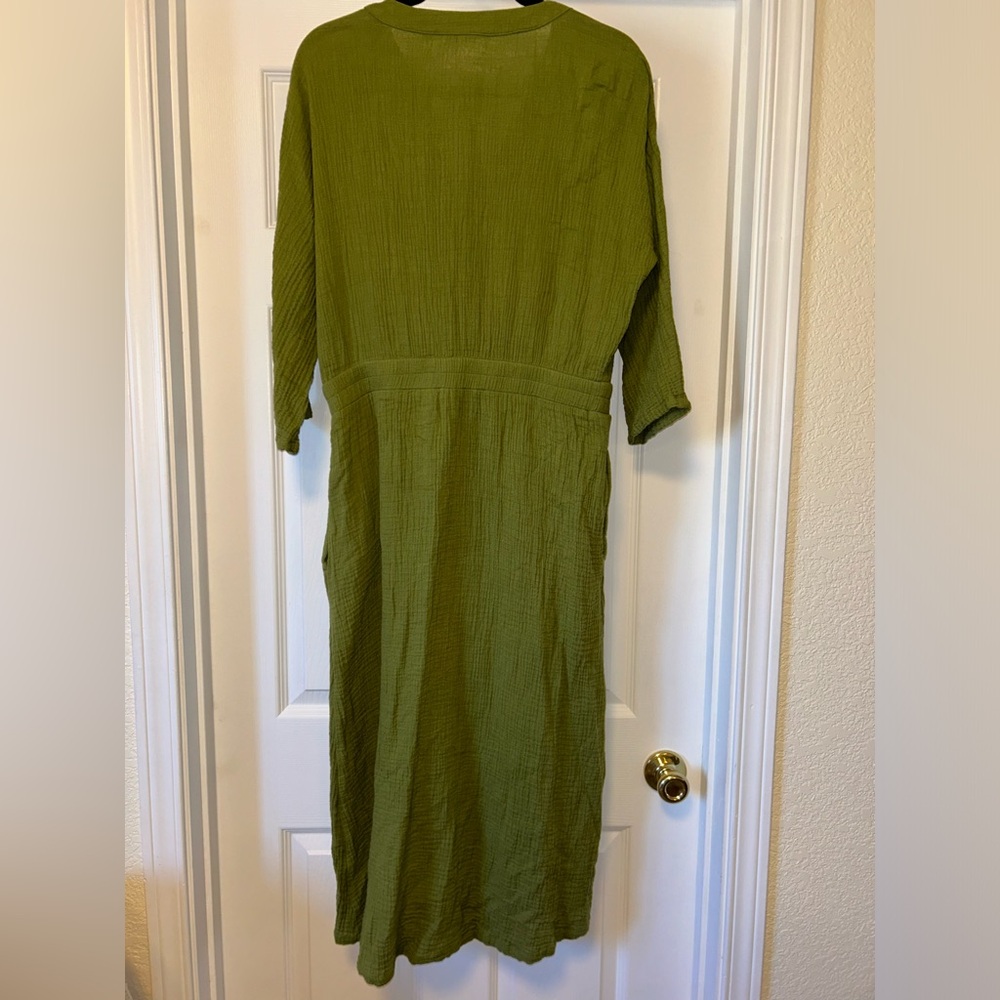 Soft Surroundings Drina Gauze Midi Dress - Fern/Green - Size Medium - Picture 5 of 8